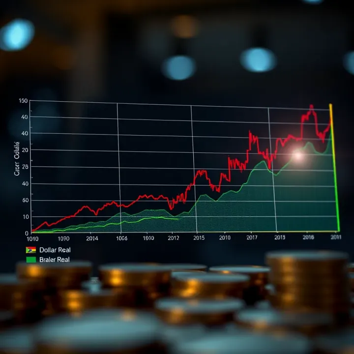 Graph showing economic factors impacting currency exchange between US dollar and Brazilian real