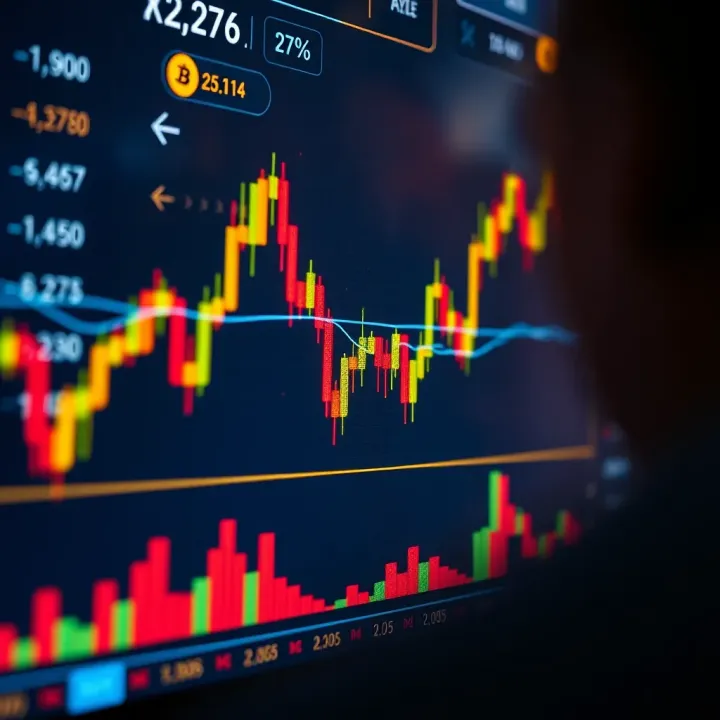Graph showing currency exchange rate fluctuations on a digital trading platform