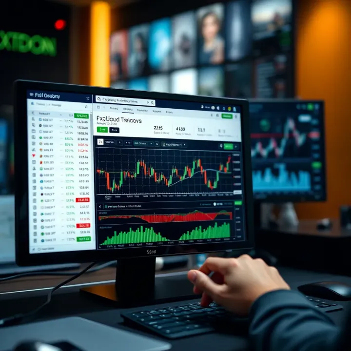 Overview of FxGlobe trading platform interface with charts and asset options