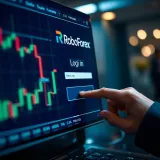 User entering login credentials on RoboForex platform interface