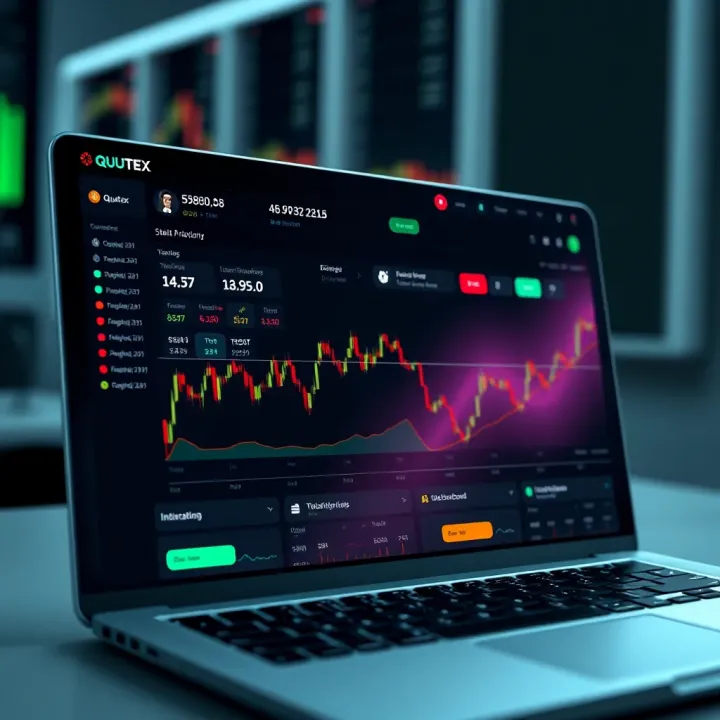 User interface of Quotex demonstrating the demo trading account dashboard