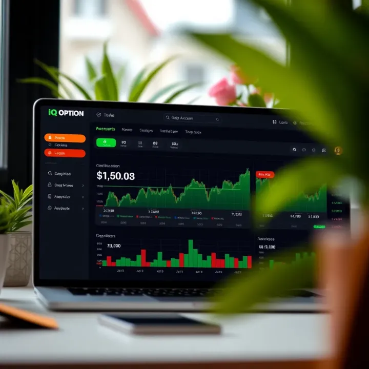 Dashboard view after successful login showing account overview and trading options in IQ Option