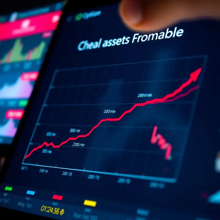 Graph showing various financial assets traded on the IQ Option platform in Europe
