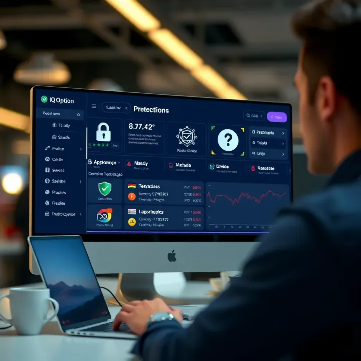 Security features and user-friendly navigation elements displayed on the IQ Option trading platform