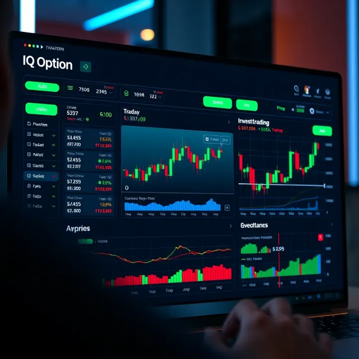 IQ Option Trading Platform Interface Overview Dashboard showing investment options and live trading charts on a financial platform