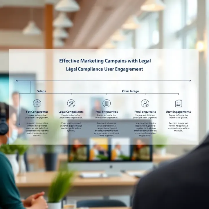 Visual representation of a marketing campaign workflow showing steps to ensure legal compliance and user engagement