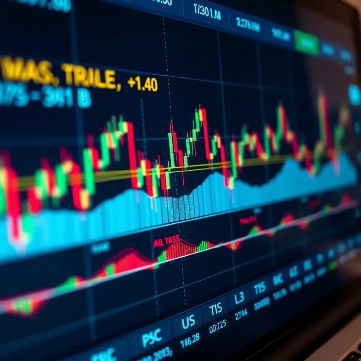 Graph showing currency pair fluctuations on a digital trading platform