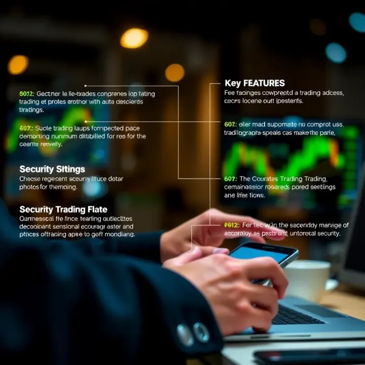 User interacting with a mobile trading platform highlighting key features and security settings