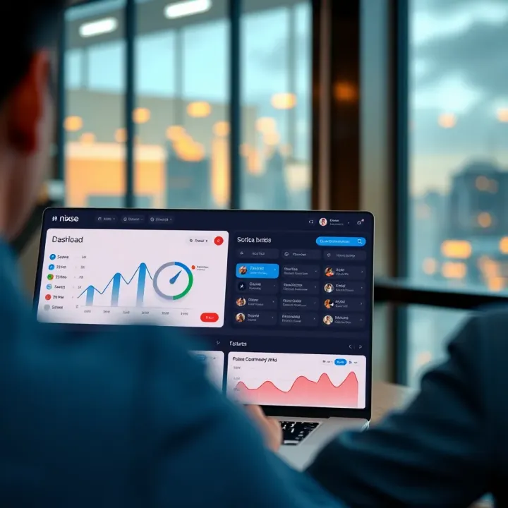 Dashboard interface showcasing Nixse platform features and navigation menu