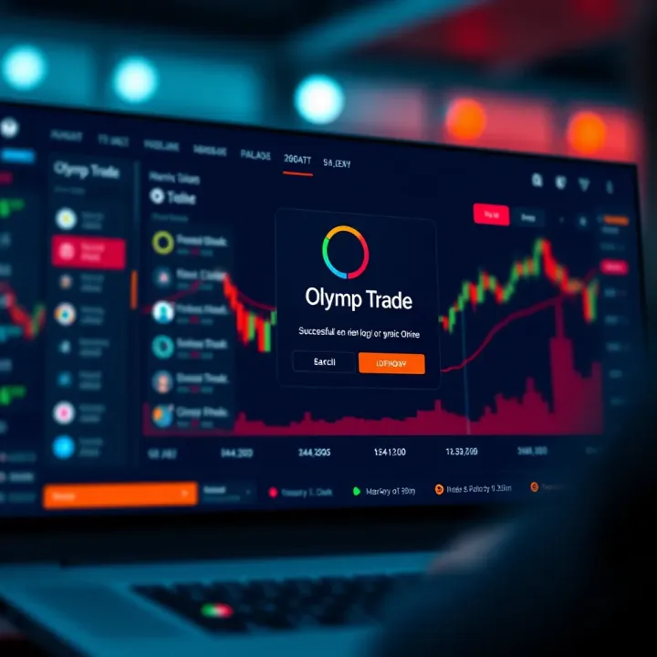 Dashboard view showing navigation options after successful login on Olymp Trade