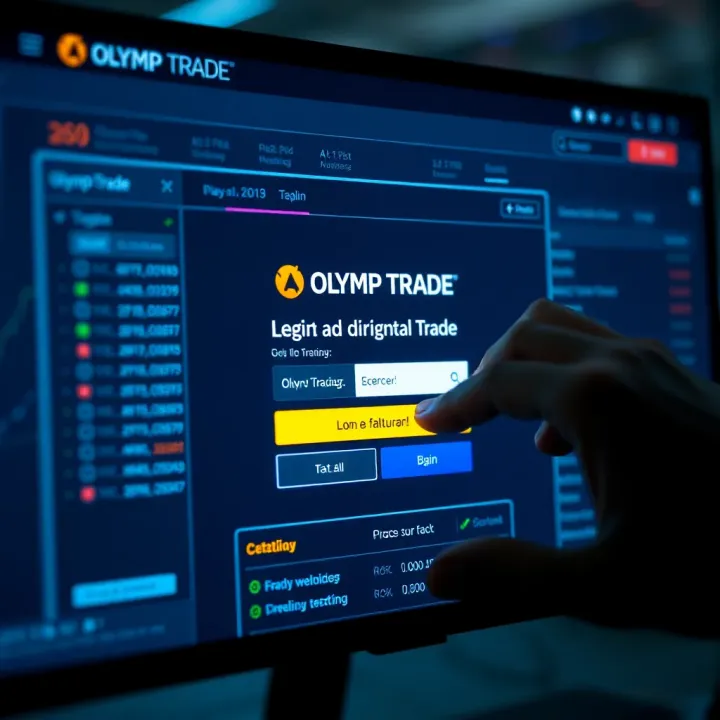 User entering login credentials on the Olymp Trade platform interface