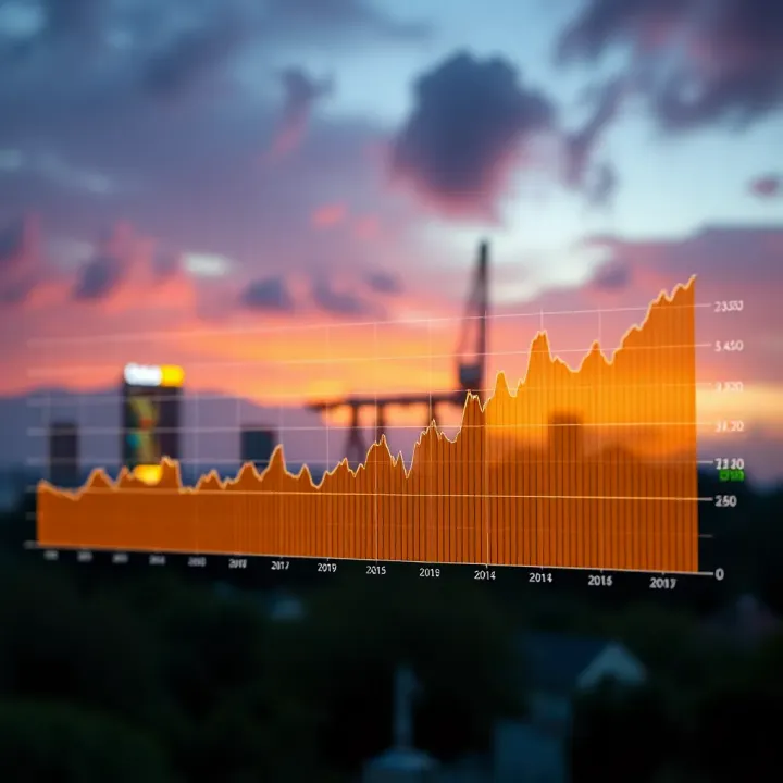 Graph showing the price trend of Petrobras shares over time with indicators of market fluctuations
