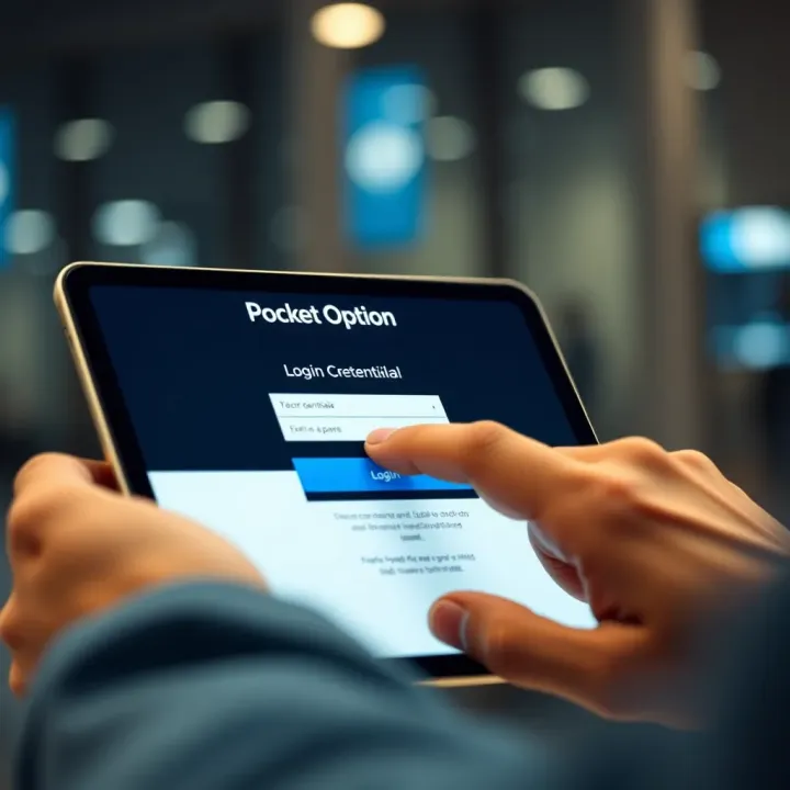 User entering credentials on the Pocket Option login screen on a digital device