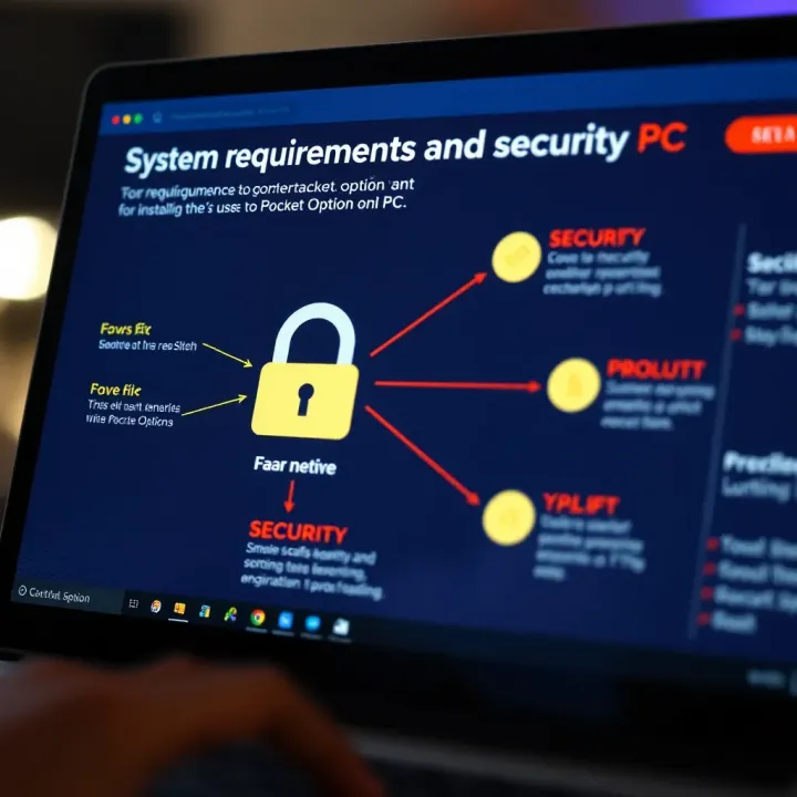 System Requirements and Security for Pocket Option on PC Diagram illustrating system requirements and security features for installing Pocket Option on a PC