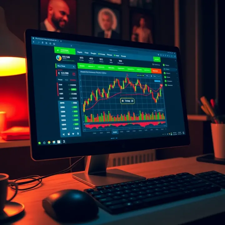 User interface displaying the Pocket Option trading platform on a desktop computer screen