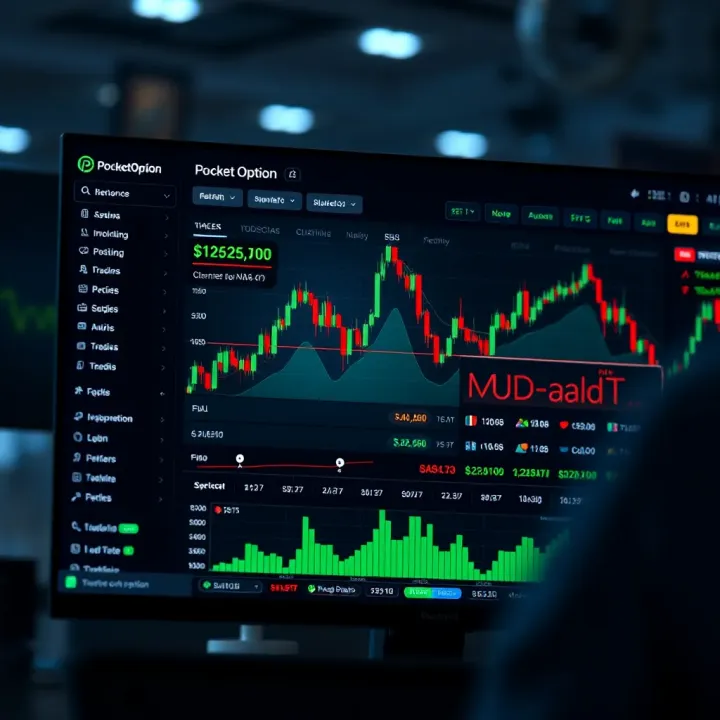 Overview of Pocket Option trading platform interface with various financial charts and options