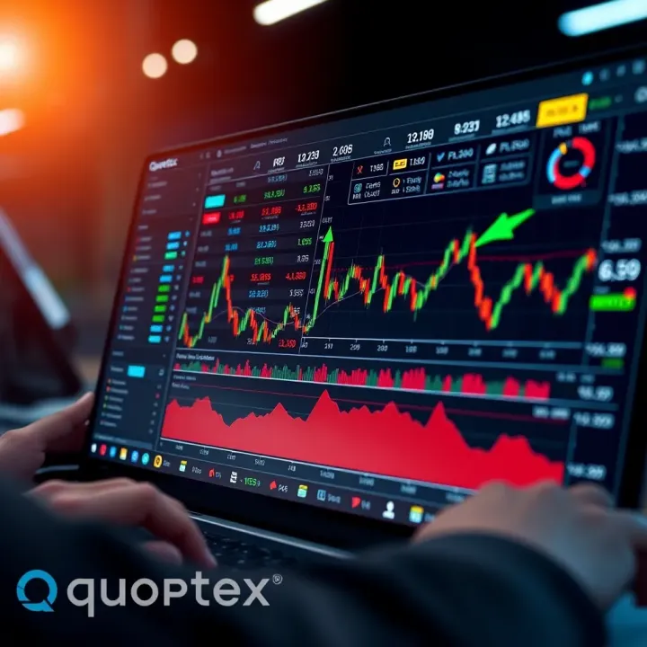 User interface displaying trading options and market data on Quoptex platform