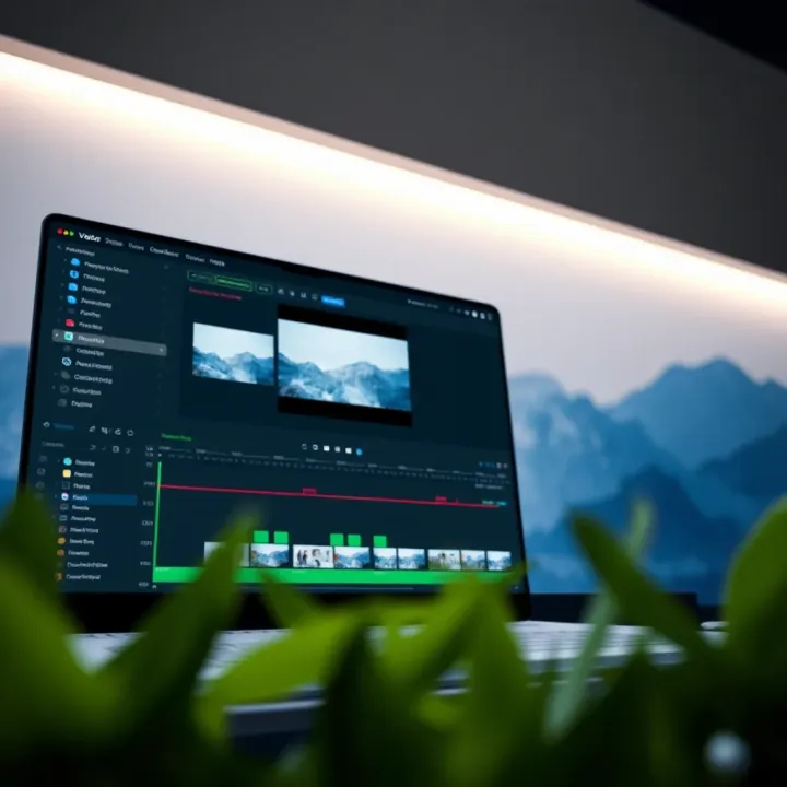 Cloud-based video editing interface showing timeline and tools