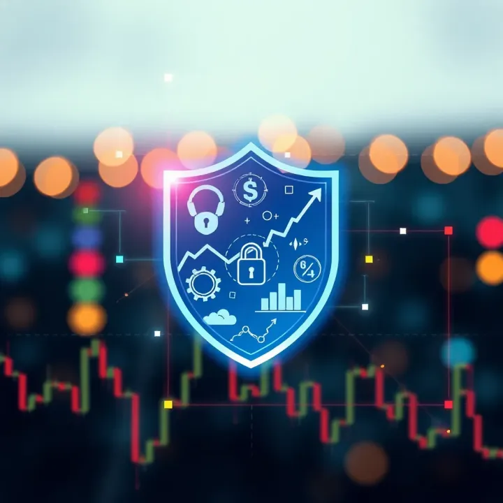 Illustration of security shield with financial icons representing investment safety