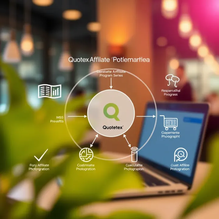 Diagram illustrating the structure and benefits of the Quotex affiliate program