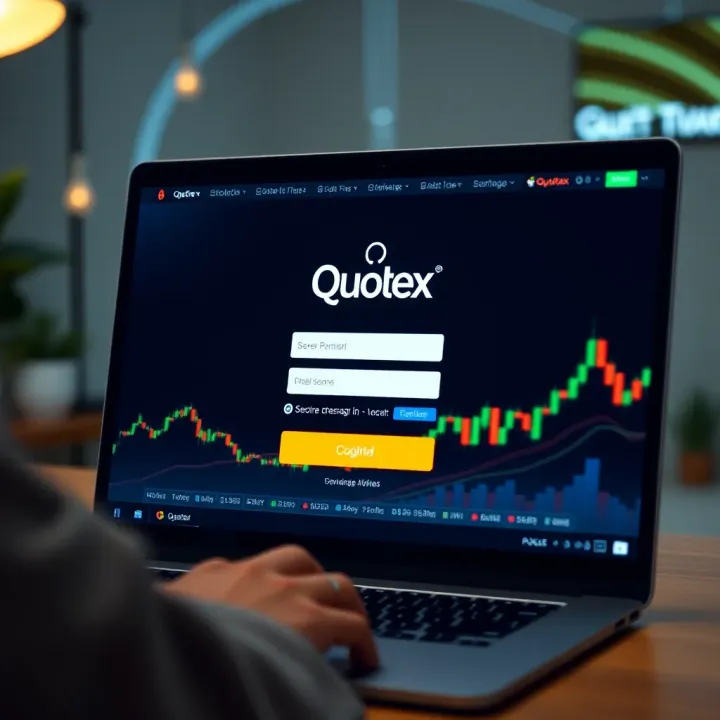 Login screen displaying secure access to Quotex trading platform
