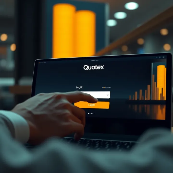 User entering login credentials on Quotex platform interface