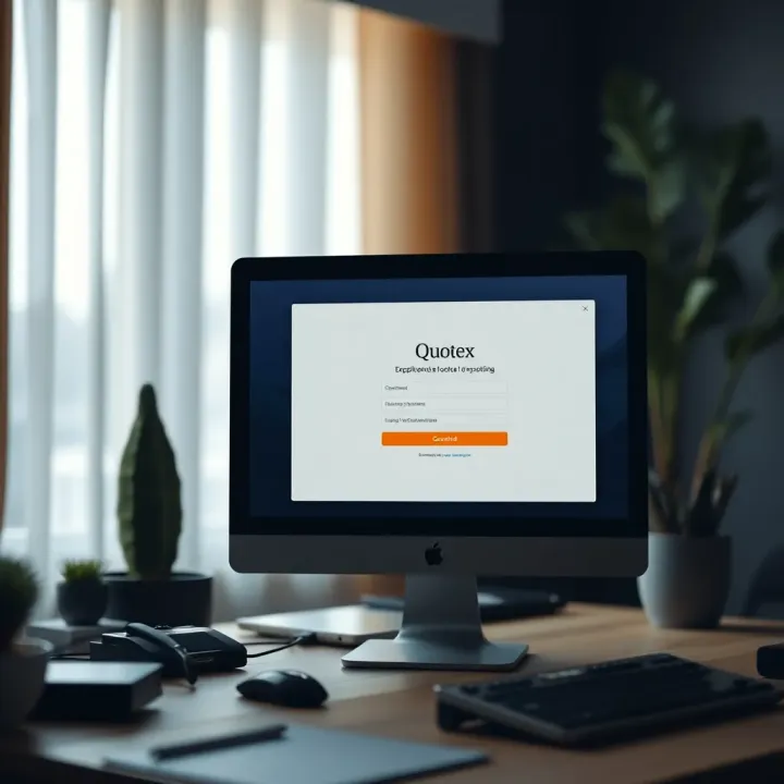 Computer screen displaying the Quotex application download page