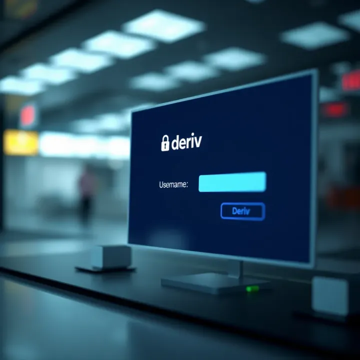 Secure login interface of Deriv platform showing username and password fields