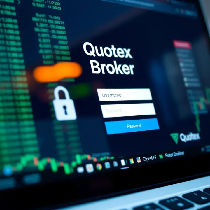 Secure login interface on Quotex Broker platform showing username and password fields