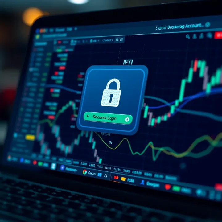 Secure login screen on a financial trading website ensuring user data protection