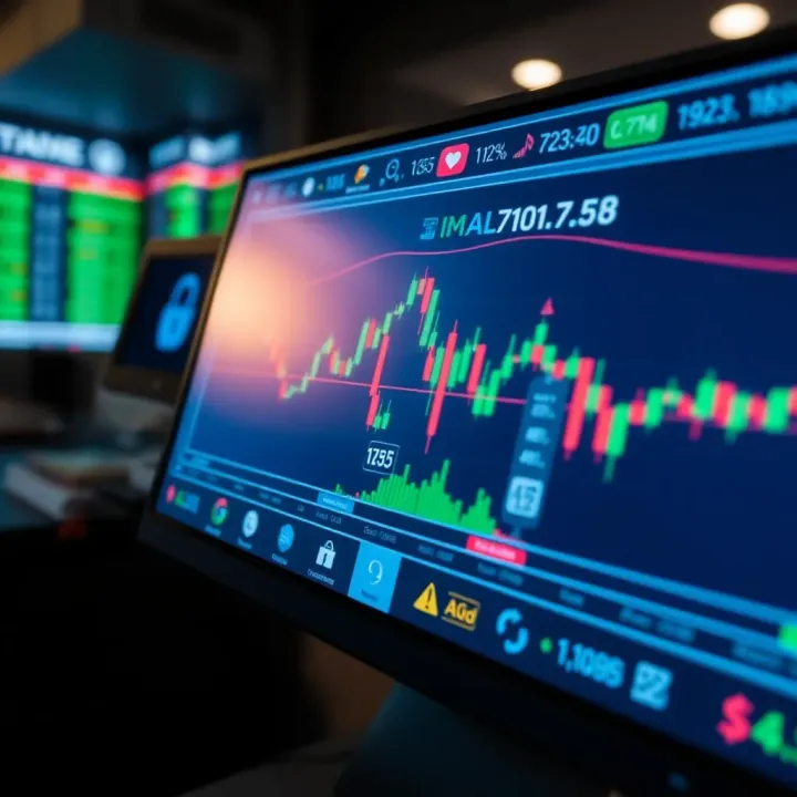 Illustration of a secure trading platform interface with regulatory compliance and customer support icons