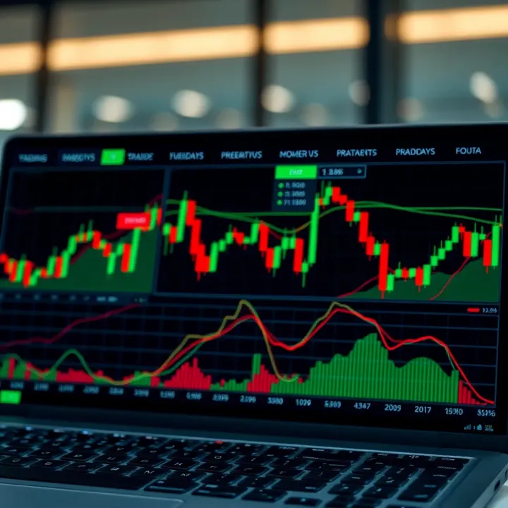 User interface of a trading platform displaying charts and market data