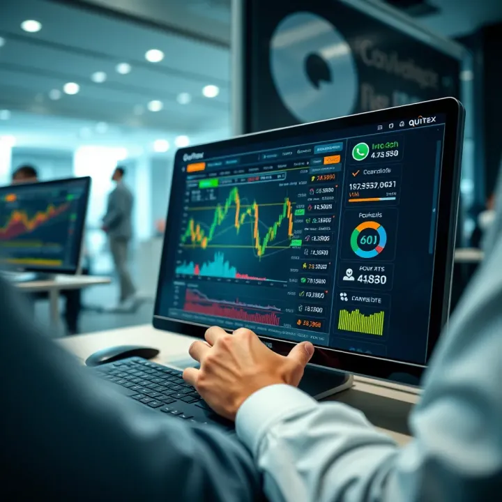 User interface of Quotex trading platform displaying various trading options and real-time data