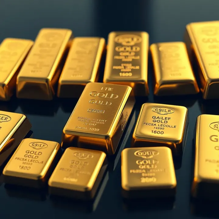 Different gold bars illustrating various weight measures and standards